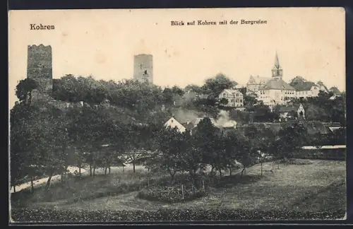 AK Kohren, Burgruine, Stadtansicht, Kirche
