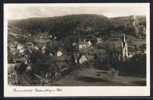 AK Tautenburg i. Thür., Ortsansicht, Kirche, Burgruine