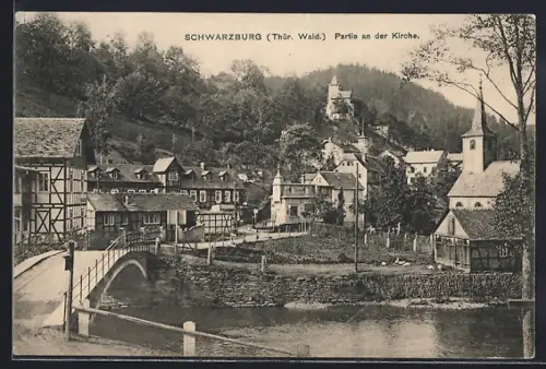 AK Schwarzburg /Thür. Wald., Partie an der Kirche
