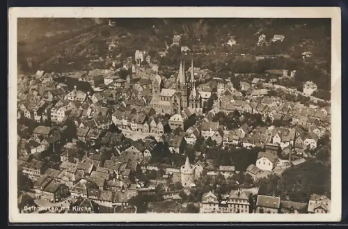 AK Gelnhausen, Kirche vom Flugzeug aus