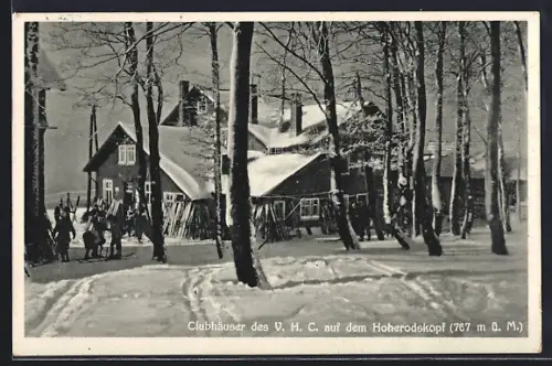 AK Hoherodskopf, Clubhäuser des V. H. C., Winteransicht
