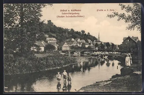 AK Soden-Stolzenberg, Partie an der Salz, Flusslandschaft