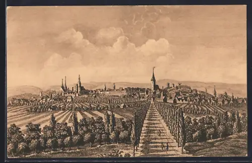 AK Nordhausen, Stadtansicht um 1800