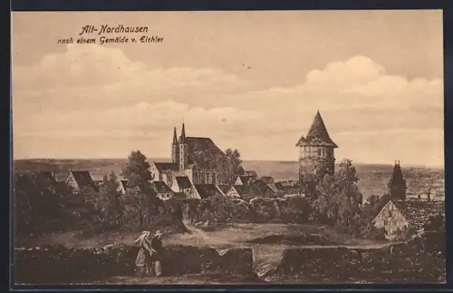 AK Nordhausen, Stadtansicht nach einem Gemälde von Eichler