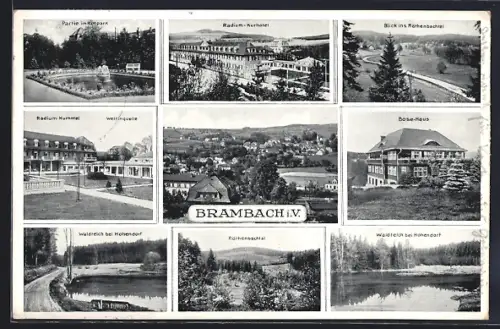 AK Brambach i. V., Radium-Kurhotel, Wettinquelle, Bose-Haus