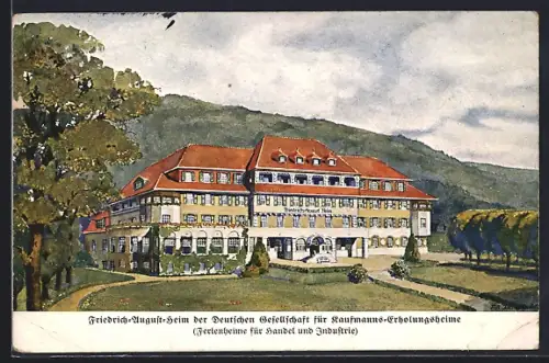 Künstler-AK Bad Elster, Friedrich-August-Heim der Deutschen Gesellschaft für Kaufmanns-Erholungsheime