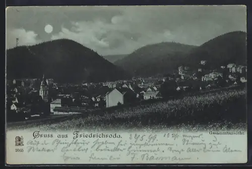 Mondschein-AK Friedrichroda, Gesamtansicht