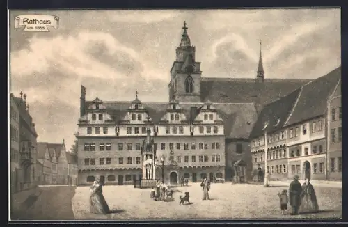 AK Zerbst, Rathaus um 1865