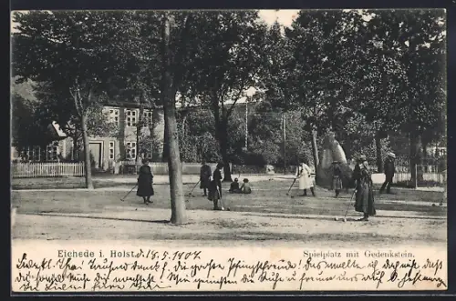 AK Eichede i. Holst., Spielplatz, Gedenkstein