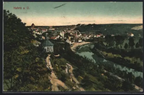 AK Nebra a. U., Stadtansicht mit Pavillon und Unstrut
