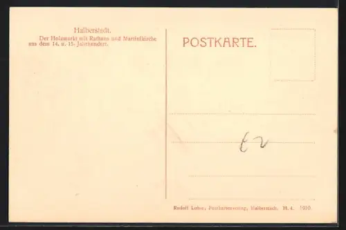 AK Halberstadt, Holzmarkt, Rathaus, Martinikirche