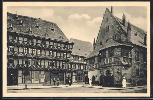 AK Halberstadt, Rathaus vom Fischmarkt, Winkler`sches Haus, Ratskeller