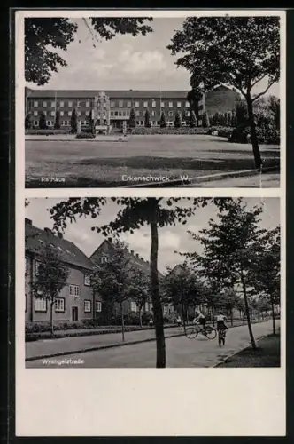 AK Erkenschwick i. W., Partie am Rathaus und an der Wrangelstrasse