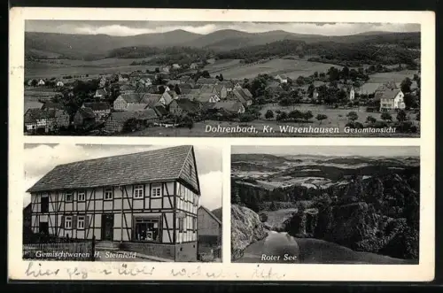 AK Dohrenbach, Ortsansicht, Roter See, Gemischtwaren H. Steinfeld