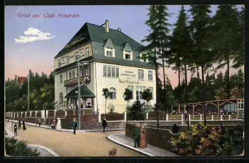 AK Augustusburg, Ansicht vom Café Friedrich