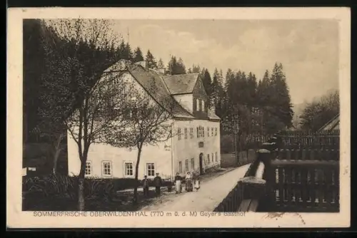AK Oberwildenthal, Strassenpartie mit Geyer`s Gasthof
