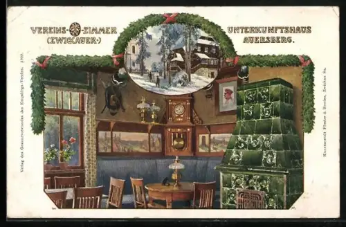 AK Wildenthal, Vereins-Zimmer Zwickauer Gasthaus Auersberg