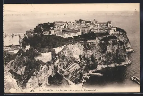 AK Monaco, Le Rocher, Vue prise du Conservatoire