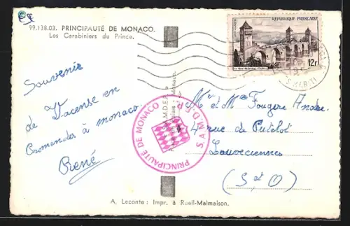 AK Monaco, Les Carabiniers du Prince, Wachablösung vor dem Palais