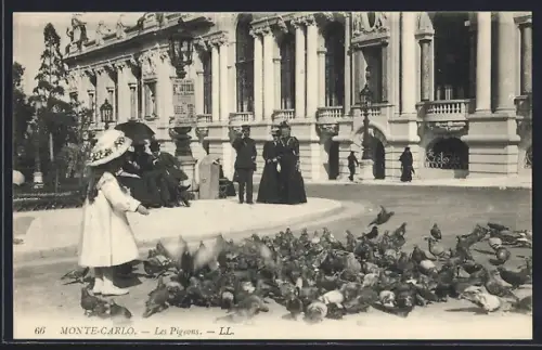 AK Monte-Carlo, Kind beim Taubenfüttern