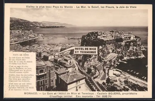 AK Monaco, La Gare et l`Hotel de Nice et Terminus