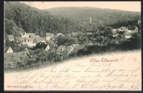 AK Ober-Tharandt, Ortsansicht mit Kirche und umliegenden Hügeln