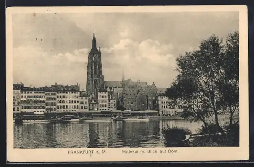 AK Alt-Frankfurt, Mainkai, Blick auf Dom
