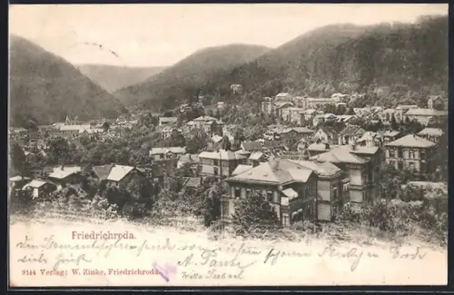 AK Friedrichroda, Gesamtansicht des Ortes im Tal