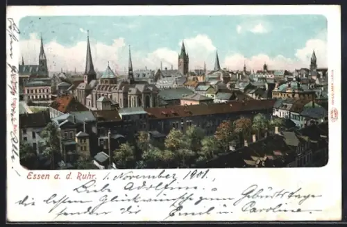 AK Essen a. d. Ruhr, Stadtpanorama mit Kirchen und Innenstadt