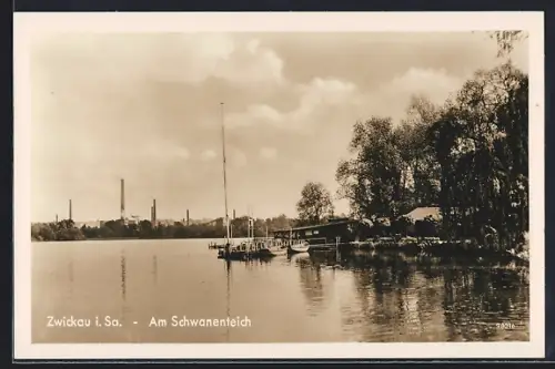 AK Zwickau i. Sa., Am Schwanenteich