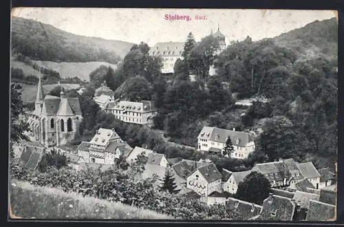 AK Stolberg, Harz, Schloss, Kirche, Ortsansicht