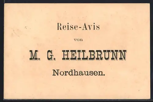 AK Nordhausen, Reise-Avis von M. G. Heilbrunn
