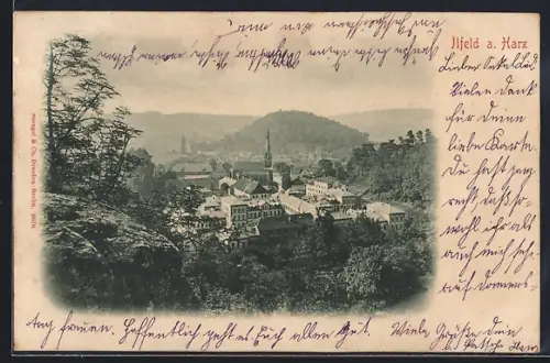 AK Ilfeld a. Harz, Panoramaansicht auf Stadt und Umgebung