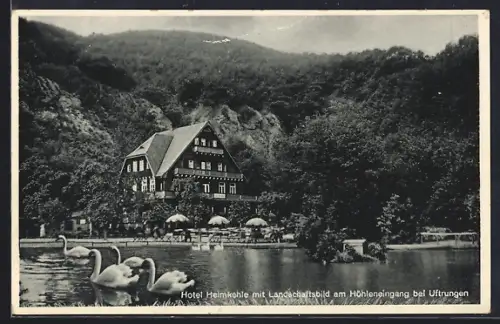 AK Uftrungen, Hotel Heimkehle, Landschaftsbild, Höhleneingang