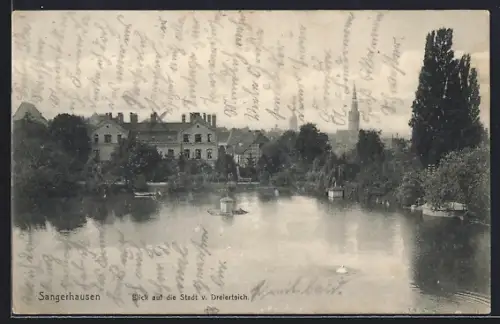 AK Sangerhausen, Blick auf die Stadt vom Dreierteich