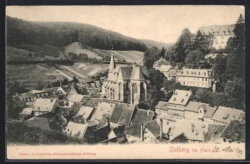 AK Stolberg im Harz, Ortsansicht mit Kirche und Schloss