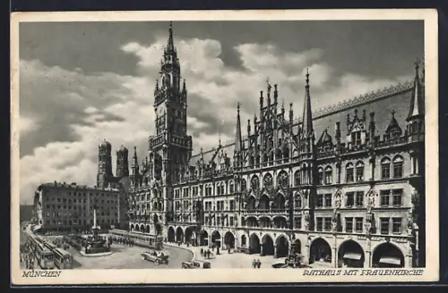 AK München, Rathaus mit Frauenkirche, -Symbolik