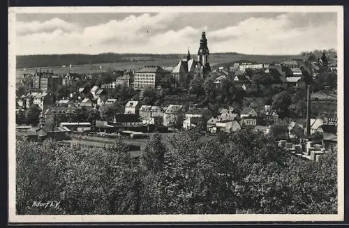 AK Adorf i. V., Stadtansicht mit Kirche