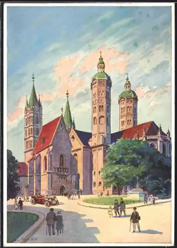 AK Naumburg a. Saale, Strassenpartie am Dom