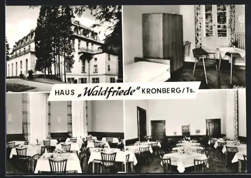 AK Kronberg /Ts., Müttergenesungsheim Haus Waldfriede, Aussenansicht und Innensicht, Blick in den Speisesaal