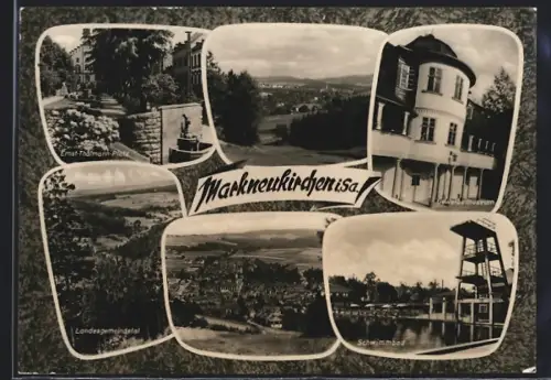 AK Markneukirchen i. Sa., Ernst-Thälmann-Platz, Landesgemeindetal, Schwimmbad, Gewerbemuseum
