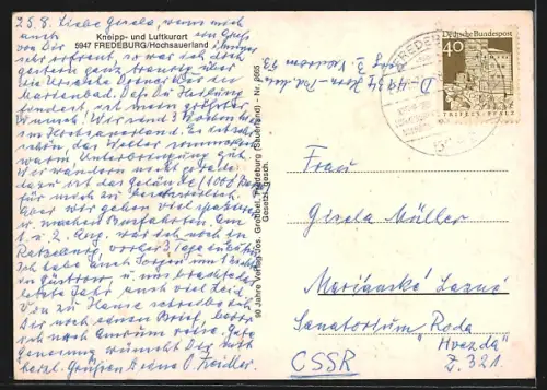 AK Fredeburg /Hochsauerland, Ortsansicht vom Berghang aus