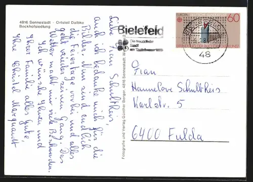 AK Dalbke /Sennestadt, Beckhofsiedlung, Strassenpartie, Kirche