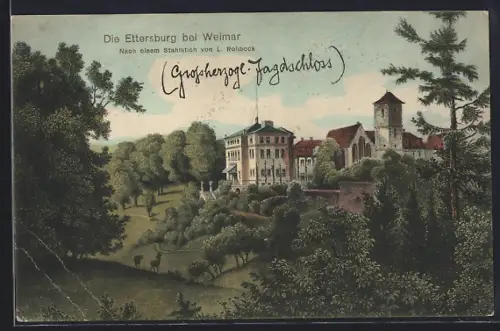 Künstler-AK Ettersburg bei Weimar, Blick auf die Ettersburg