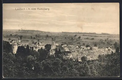 AK Laubach i. H., Blick vom Ramsberg auf Stadt und Schloss