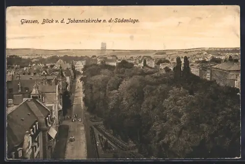 AK Giessen, Blick von der Johanniskirche nach der Südanlage
