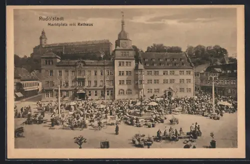AK Rudolstadt, Marktplatz mit Rathaus