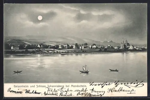 AK Geisenheim, Schloss Johannisberg, Mondschein