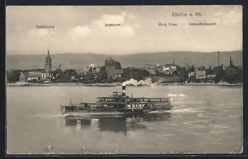 AK Eltville a. Rh., Stadtkirche, Amtsturm, Burg Crass, Hotel-Restaurant