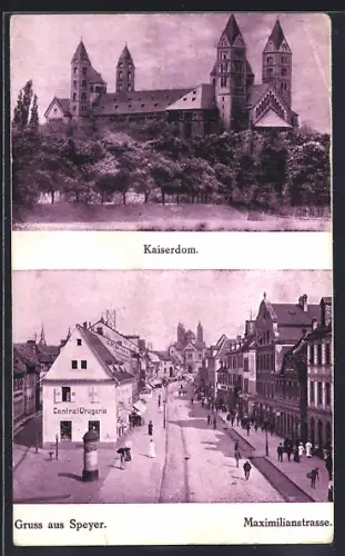 AK Speyer, Kaiserdom, Maximilianstrasse